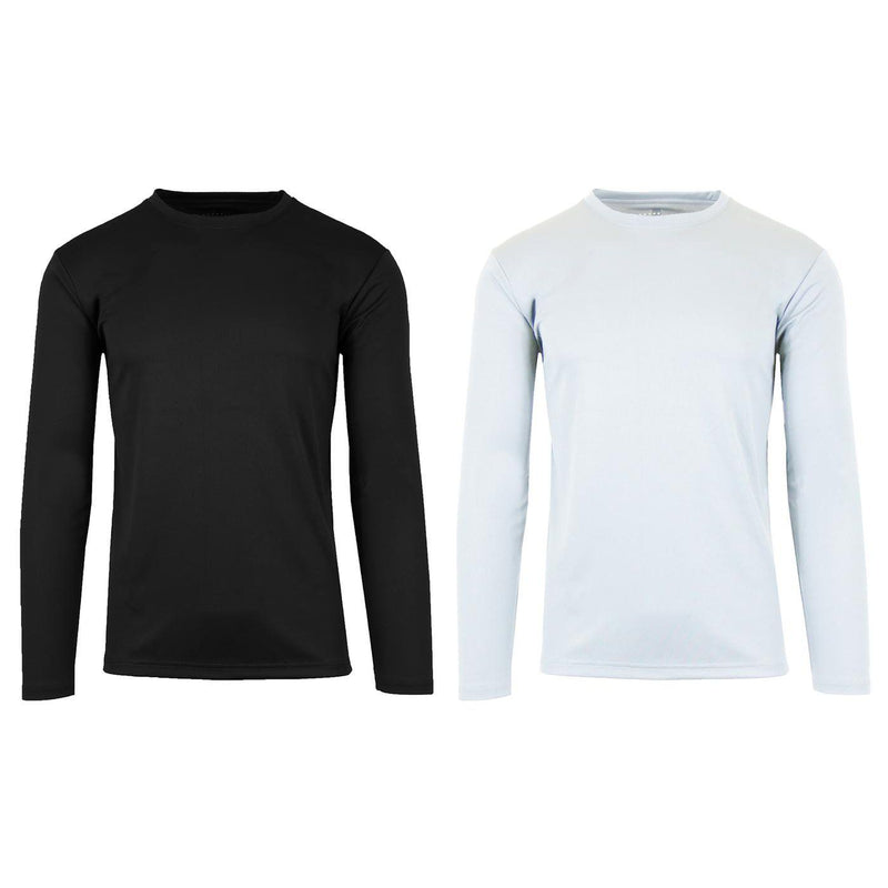 2-Pack: Men's Long Sleeve Moisture Wicking Performance Tee - Assorted Colors Men's Apparel S Black/White - DailySale