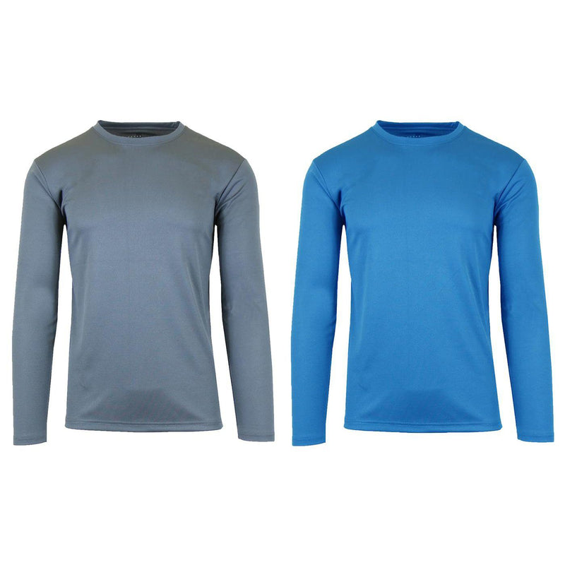 2-Pack: Men's Long Sleeve Moisture Wicking Performance Tee - Assorted Colors Men's Apparel S Charcoal/Medium Blue - DailySale