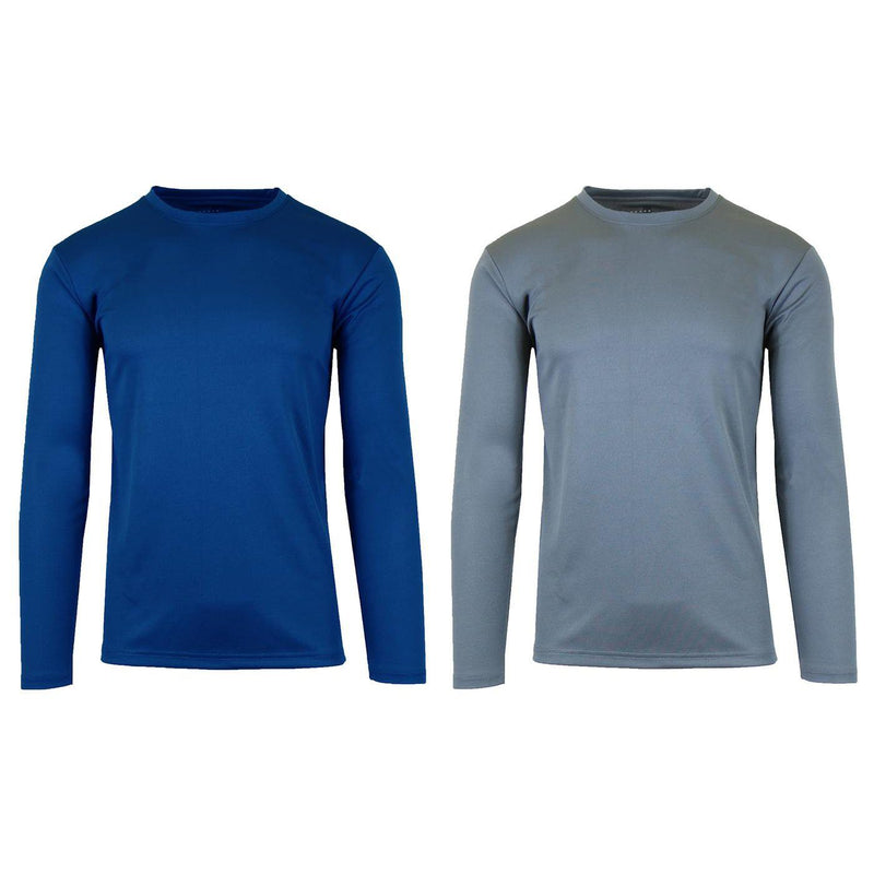 2-Pack: Men's Long Sleeve Moisture Wicking Performance Tee - Assorted Colors Men's Apparel S Navy/Charcoal - DailySale