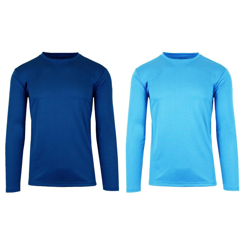2-Pack: Men's Long Sleeve Moisture Wicking Performance Tee - Assorted Colors Men's Apparel S Navy/Light Blue - DailySale