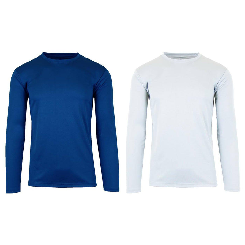 2-Pack: Men's Long Sleeve Moisture Wicking Performance Tee - Assorted Colors Men's Apparel S Navy/White - DailySale