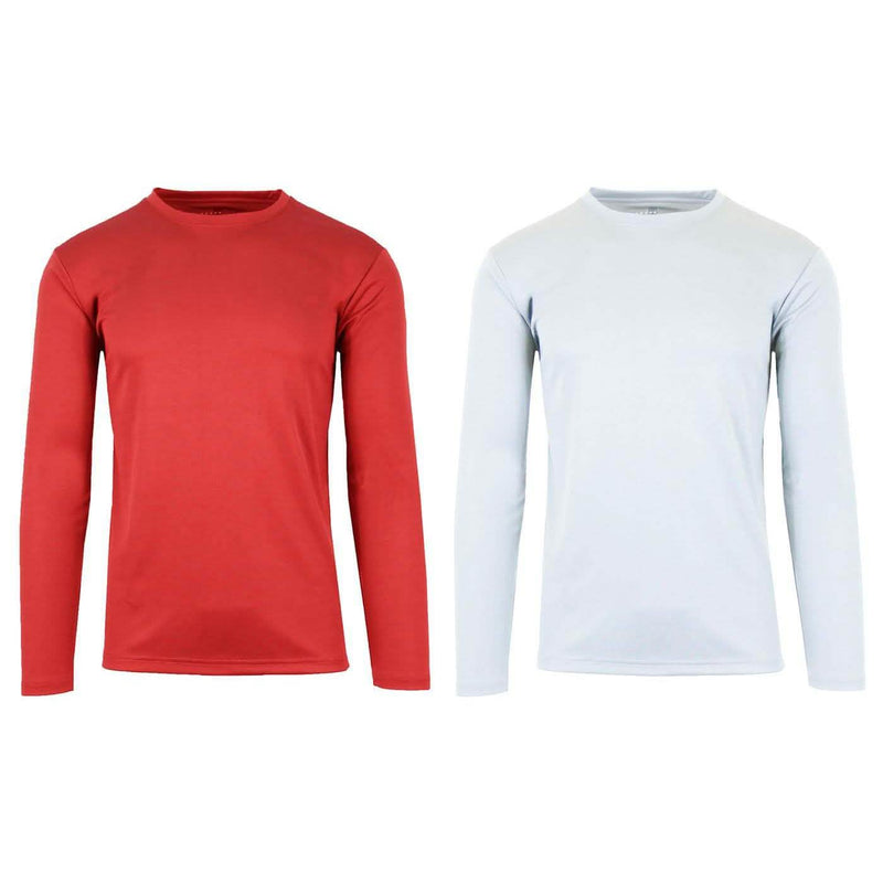 2-Pack: Men's Long Sleeve Moisture Wicking Performance Tee - Assorted Colors Men's Apparel S Red/White - DailySale