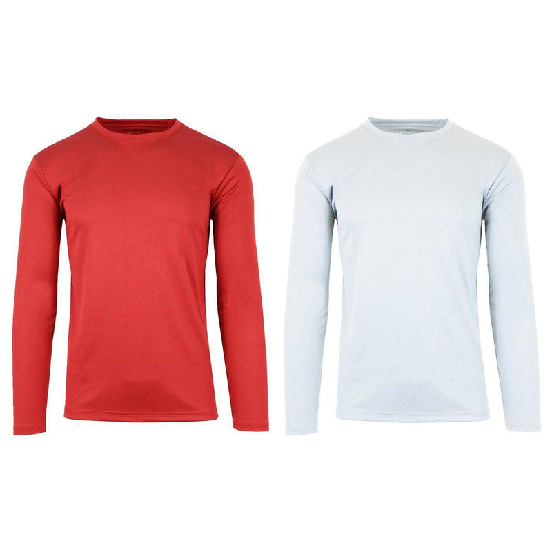 2-Pack: Men's Long Sleeve Moisture Wicking Performance Tee - Assorted Colors Men's Apparel S Red/White - DailySale