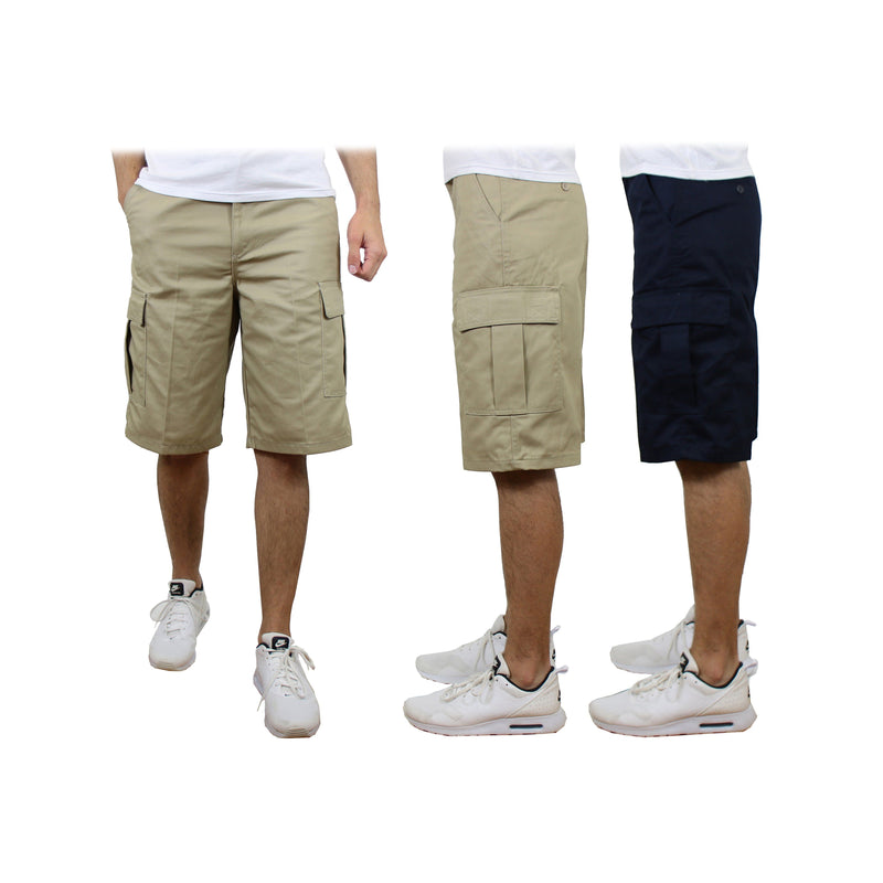 2-Pack: Men's Non-Belted Premium Cotton Blend Cargo Shorts Men's Clothing - DailySale