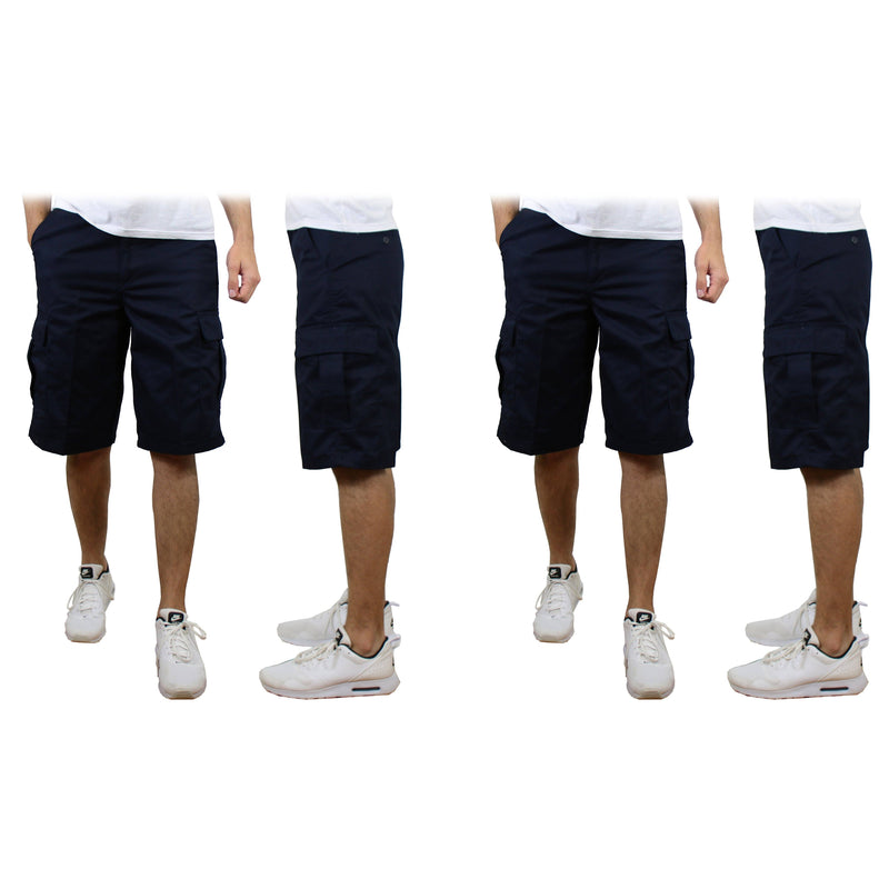 2-Pack: Men's Non-Belted Premium Cotton Blend Cargo Shorts Men's Clothing Navy/Navy 30 - DailySale