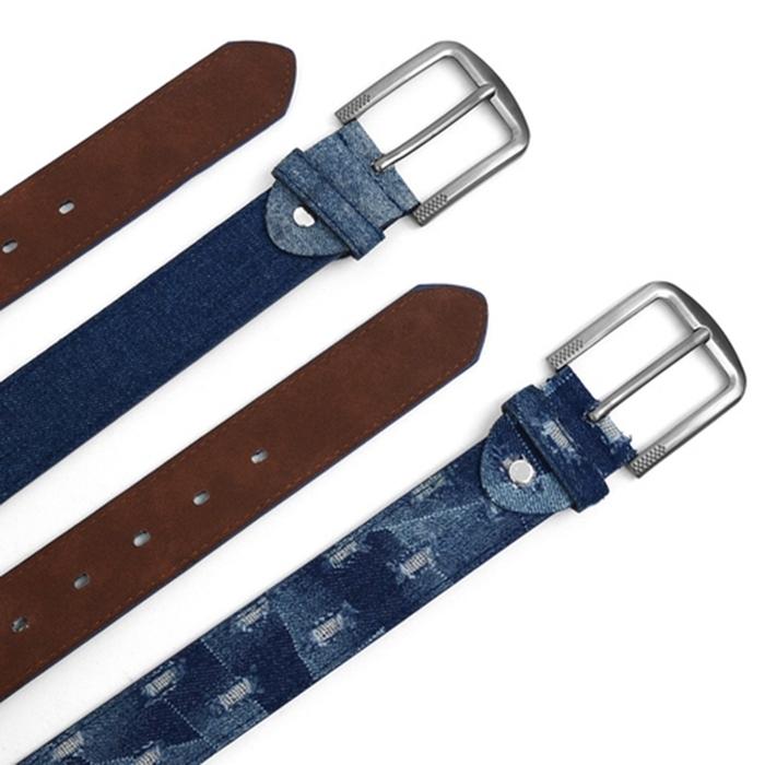 2-Pack: Men's Parquet Jean Washed Denim Belts - Size: Small Men's Apparel - DailySale