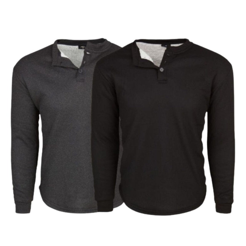 2-Pack: Men's Sherpa-Lined Waffle Thermal Henley Shirts Men's Tops M - DailySale