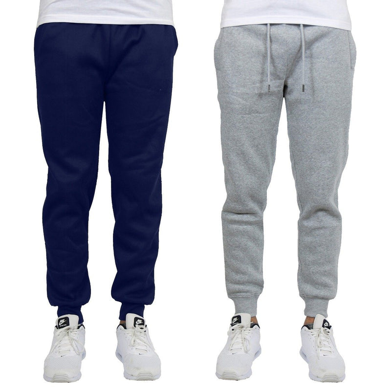 2-Pack: Men's Slim-Fit Fleece Jogger Sweatpants Men's Apparel S Heather Gray/Navy - DailySale