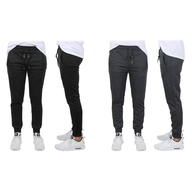 2-Pack: Men's Slim-Fit French Terry Jogger Lounge Pants Men's Clothing Black/Charcoal S - DailySale