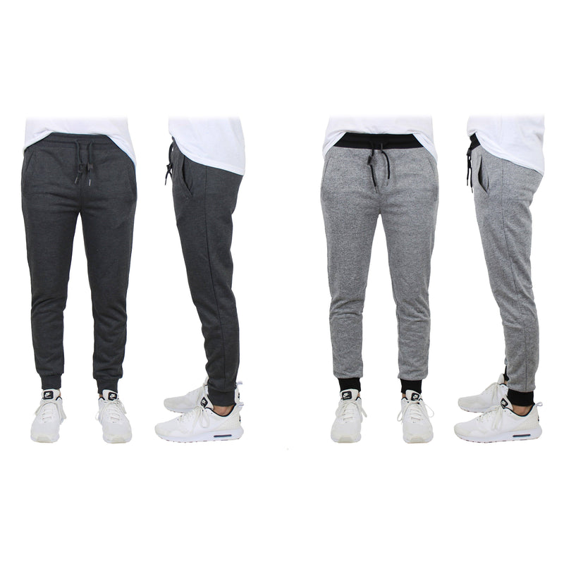 2-Pack: Men's Slim-Fit French Terry Jogger Lounge Pants Men's Clothing Charcoal/Heather Gray S - DailySale