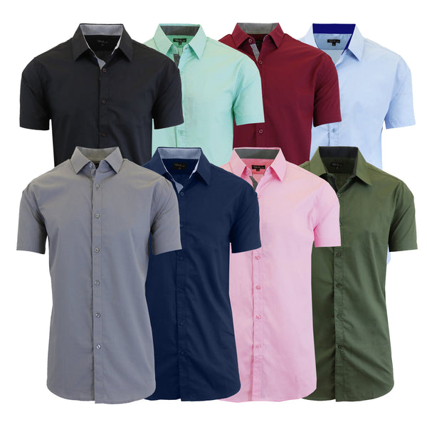 2-Pack: Men's Slim Fit Short Sleeve Dress Shirts Men's Clothing - DailySale