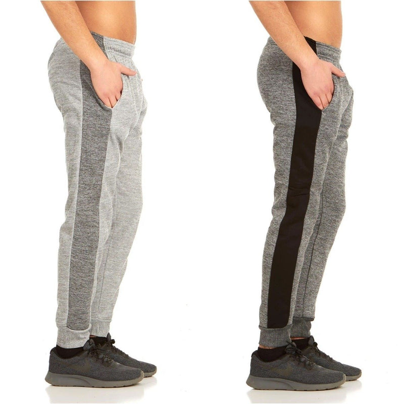 2-Pack: Men's Striped Marled Fleece Jogger Pants Men's Apparel S Charcoal/Heather Gray - DailySale