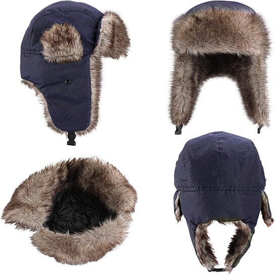 Men Full-pelt Mink Fur Bomber Hats Luxury Winter Real Fur Gentleman Hat  with Earmuffs