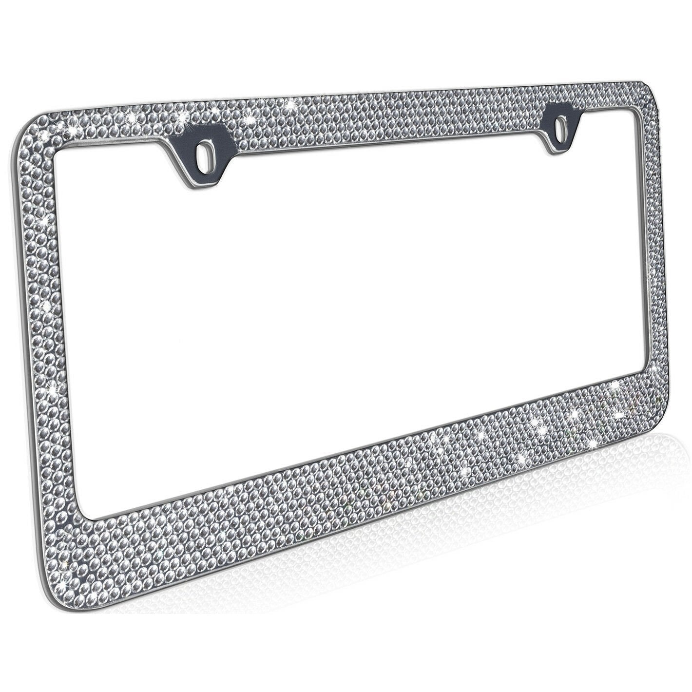 2-Pack: Metal License Plate Frame Bling RhineStones Chrome Swarovski Crystal Diamond Automotive - DailySale