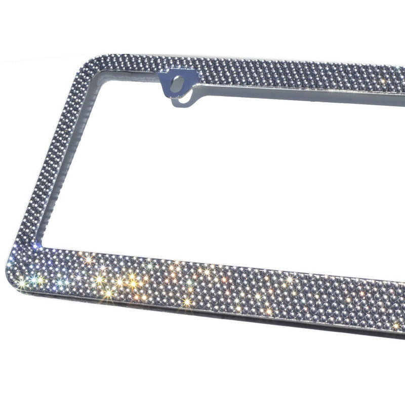 2-Pack: Metal License Plate Frame Bling RhineStones Chrome Swarovski Crystal Diamond Automotive - DailySale