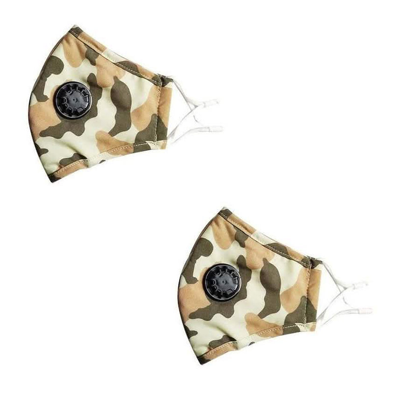 2-Pack: Multilayer Non-Medical Reusable Face Mask with Filter Wellness & Fitness Camo Light - DailySale