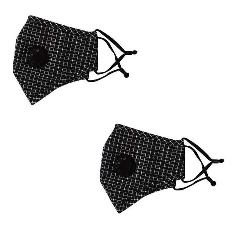 2-Pack: Multilayer Non-Medical Reusable Face Mask with Filter Wellness & Fitness Plaid Black - DailySale