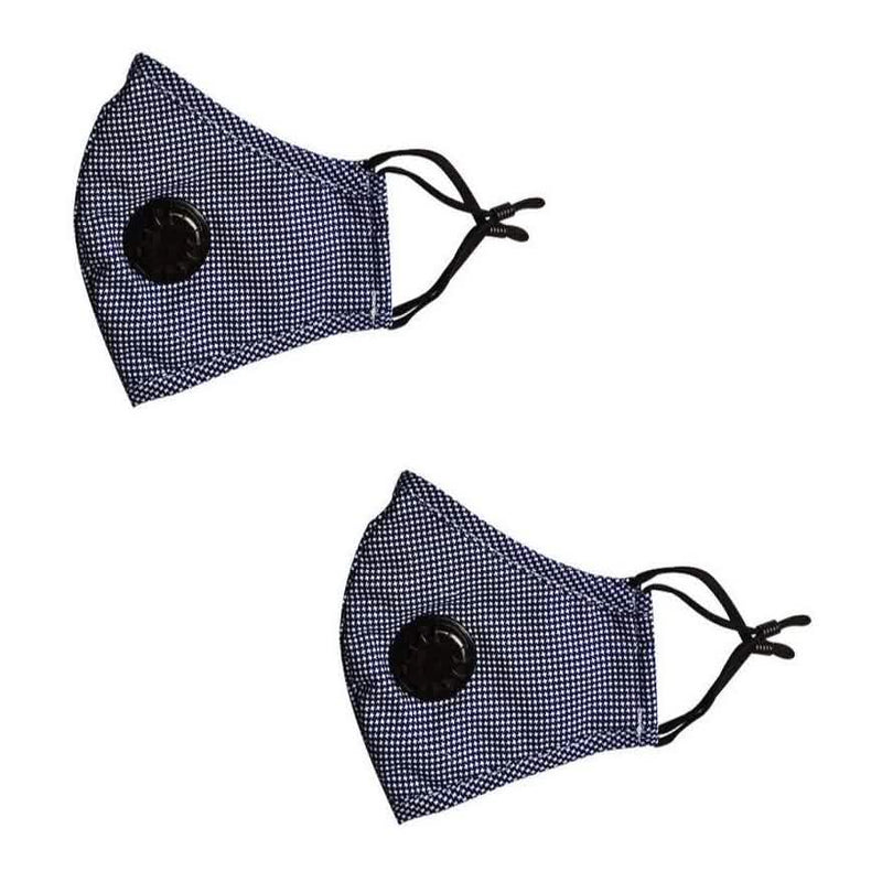 2-Pack: Multilayer Non-Medical Reusable Face Mask with Filter Wellness & Fitness X Print Blue - DailySale