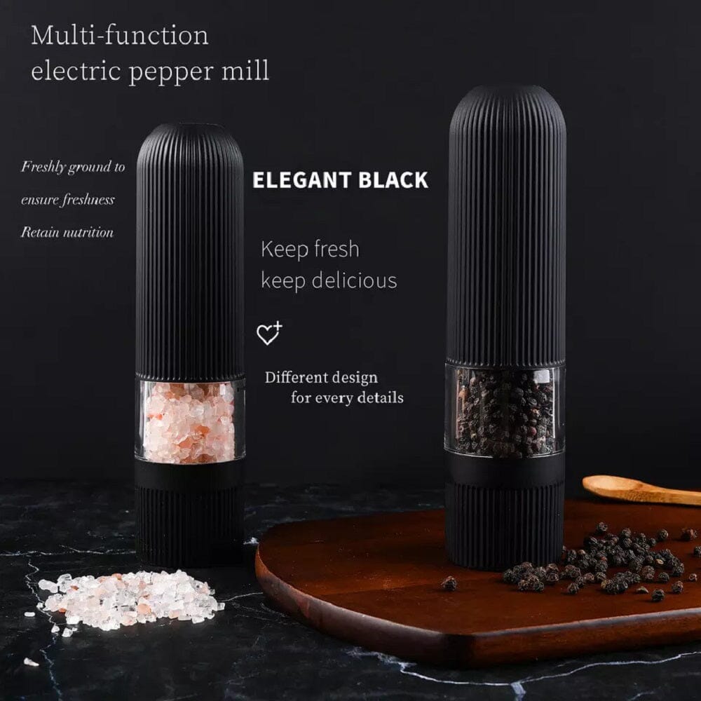 2-Pack: Nuvita Black and White Electric Salt and Pepper Grinder Soft Feel