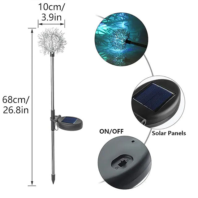 2-Pack: Outdoor Solar Dandelion Lawn Lights Outdoor Lighting - DailySale