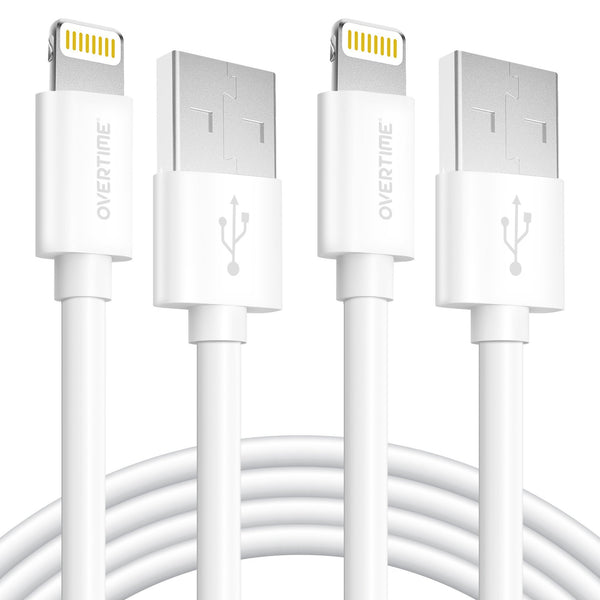 2-Pack: Overtime Apple MFI Certified iPhone Charger Lightning Cable 10 Foot Mobile Accessories - DailySale