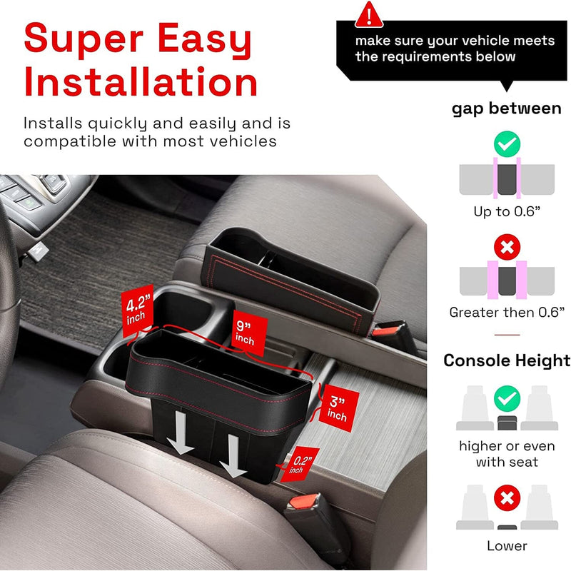 2Pieces Car Seat Gap Filler Stop Things Dropping PU Leather for Car SUV