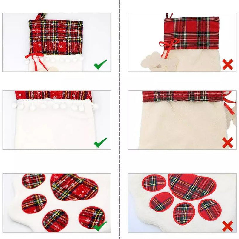 2-Pack: Plaid Christmas Pet Dog Cat Paw Hanging Stocking Socks Pet Supplies - DailySale