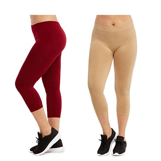2-Pack: Plus Size Women's Ultra-Soft High Waisted Capri Leggings Women's Clothing - DailySale