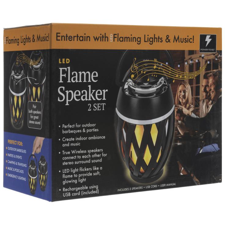 2-Pack: Power-To-Go True Wireless Stereo Lantern Flame Speakers Speakers - DailySale