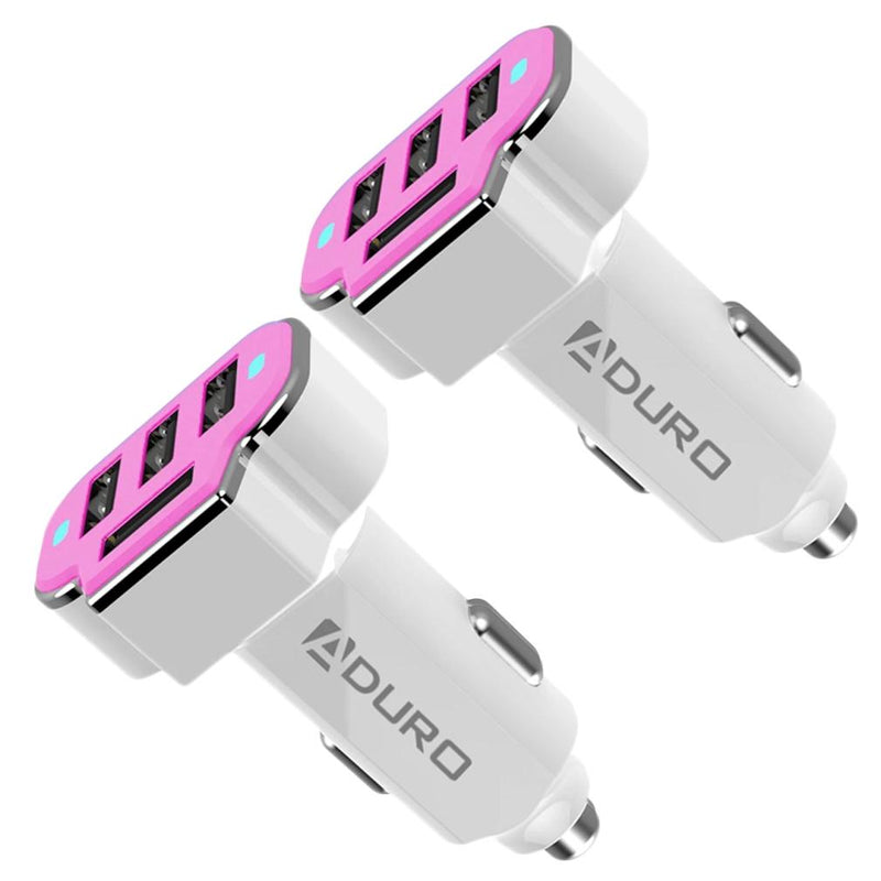 2-Pack: PowerUp 4 USB Port Car Charger Adapter Auto Accessories Pink - DailySale