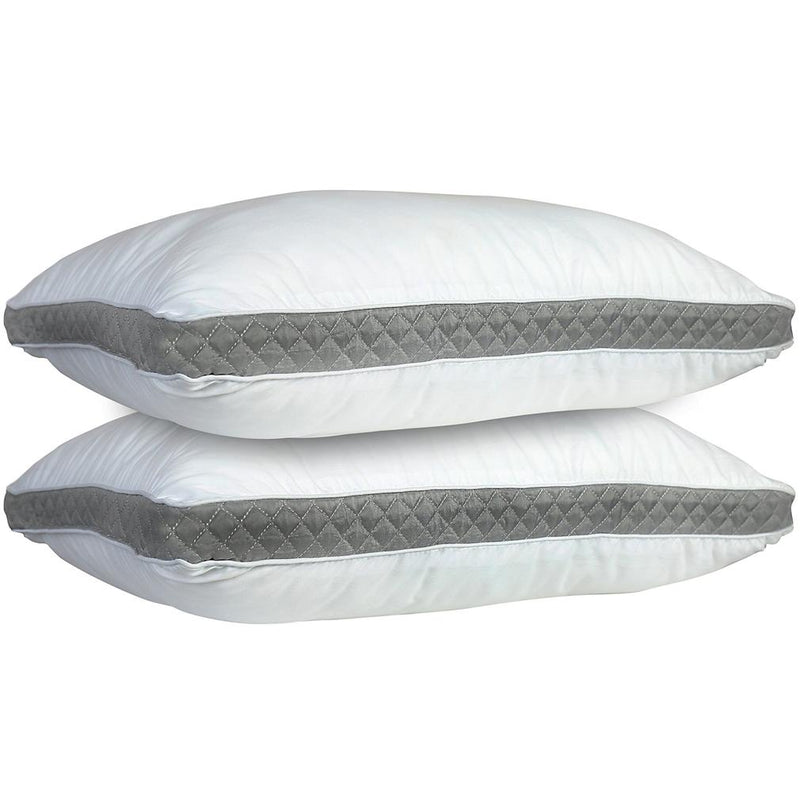 2-Pack: Premium Gusseted Pillows Linen & Bedding Queen White/Gray - DailySale