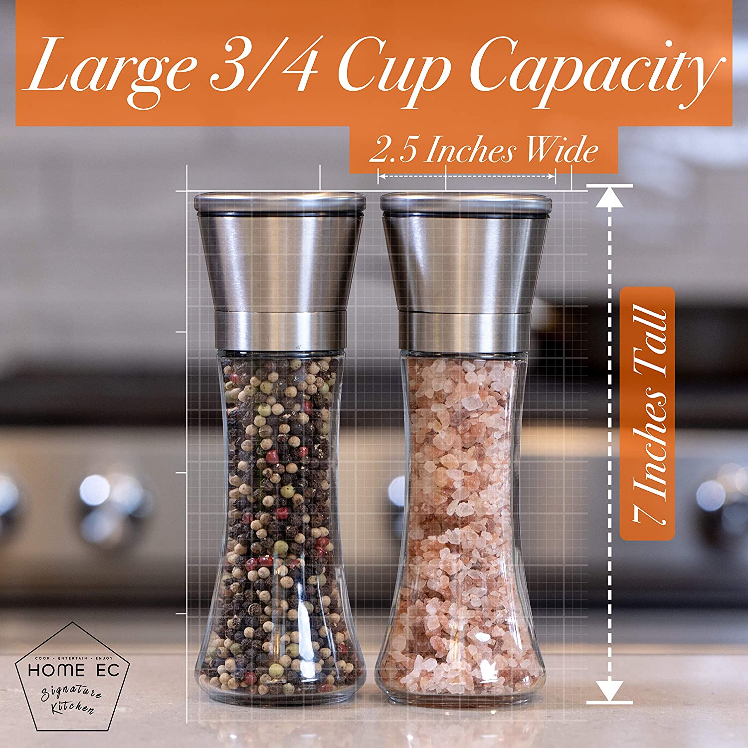 2-Pack: Premium Stainless Steel Salt and Pepper Grinder Kitchen Tools & Gadgets - DailySale