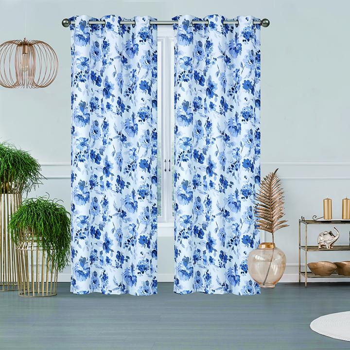 2-Pack: Printed Triple Weave Blackout Panels with 6 Grommets Furniture & Decor Blue - DailySale