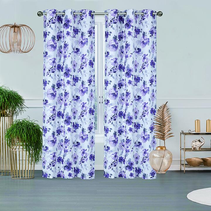 2-Pack: Printed Triple Weave Blackout Panels with 6 Grommets Furniture & Decor Purple - DailySale