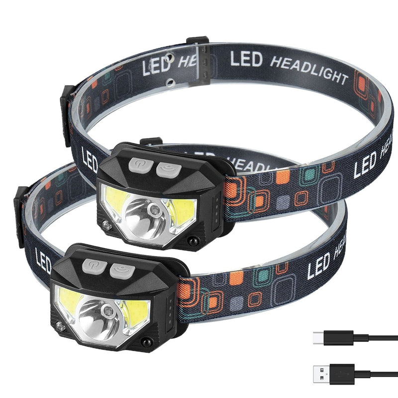 2-Pack: Rechargeable Motion Sensor Headlamp 6 Light Modes Headlight Sports & Outdoors - DailySale