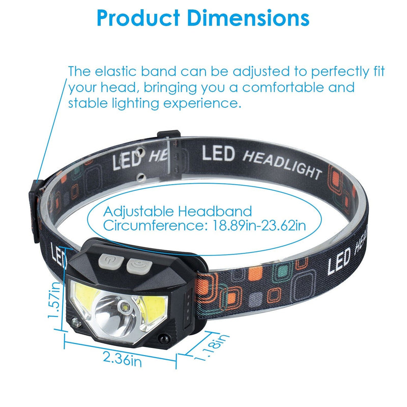 2-Pack: Rechargeable Motion Sensor Headlamp 6 Light Modes Headlight Sports & Outdoors - DailySale