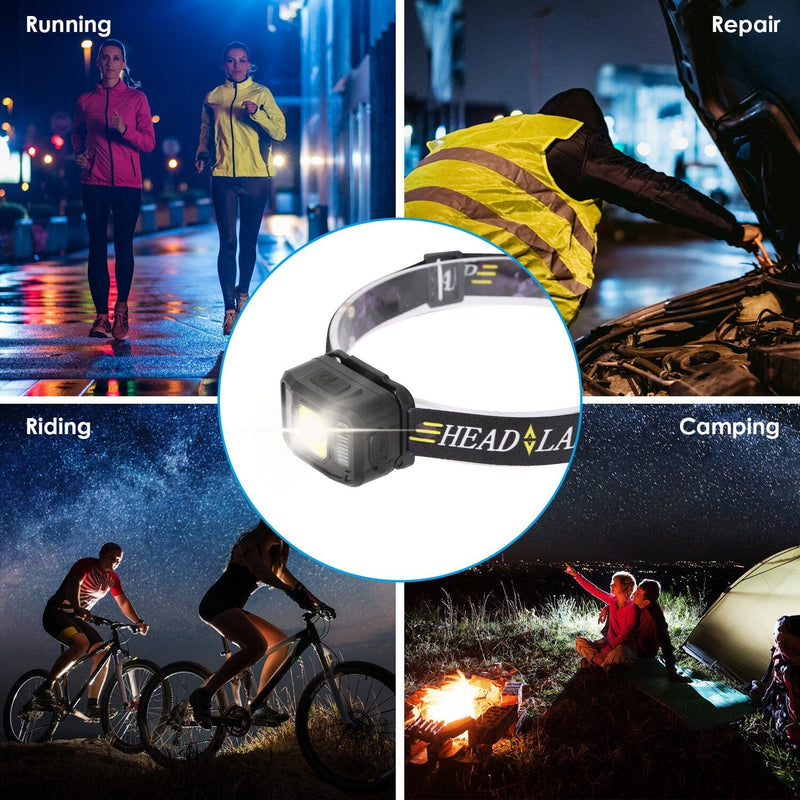 2-Pack: Rechargeable Motion Sensor Headlamp 6 Light Modes Sports & Outdoors - DailySale