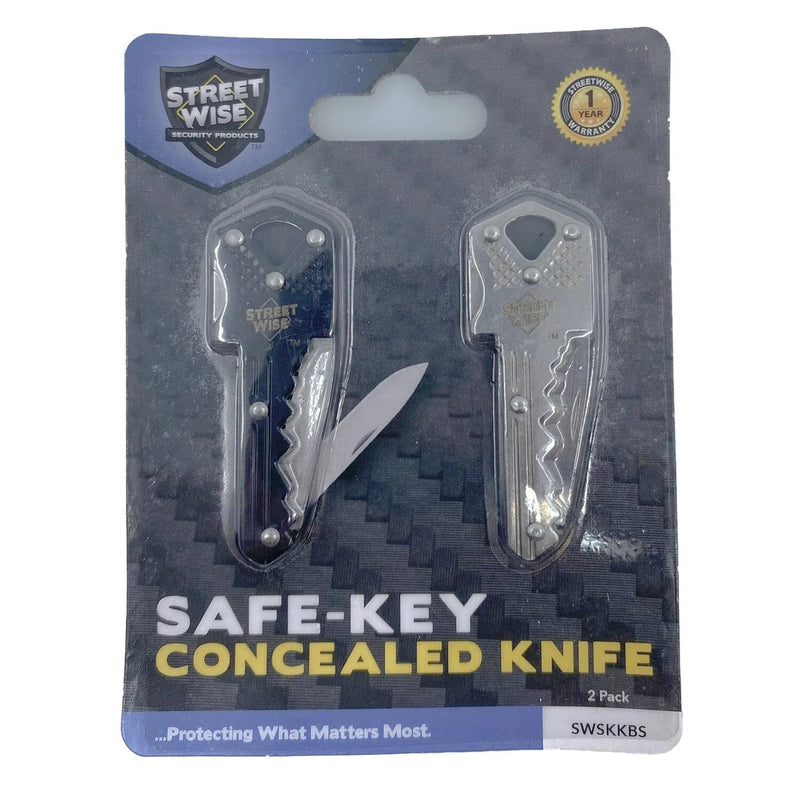 2-Pack set of Safe-Key Concealed Knifes, shown in original retail packaging