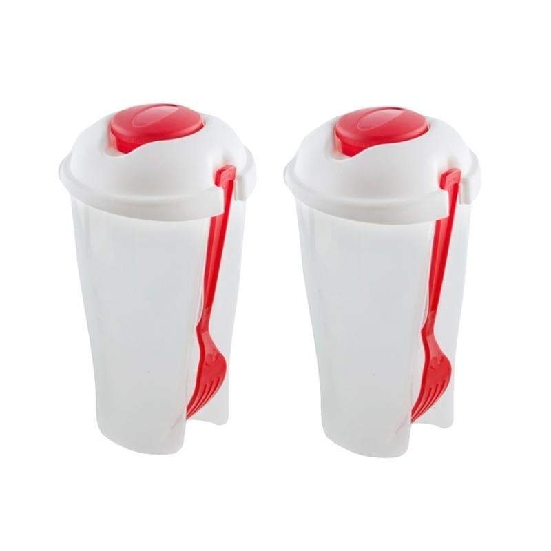 2-Pack: Salad or Lunch To Go Container With Fork & Dressing Cup Kitchen Essentials Red - DailySale
