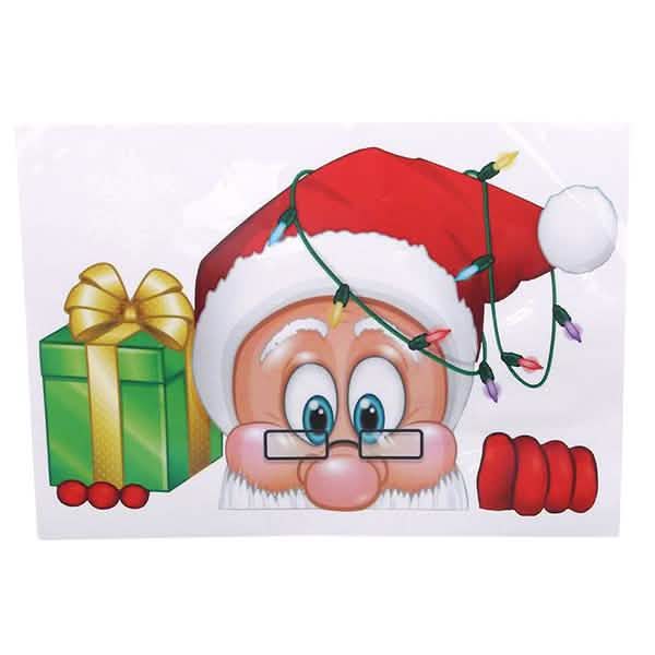 2-Pack: Santa Claus Elk Shop Hotel Christmas Window Double Sided Glass Sticker Furniture & Decor - DailySale
