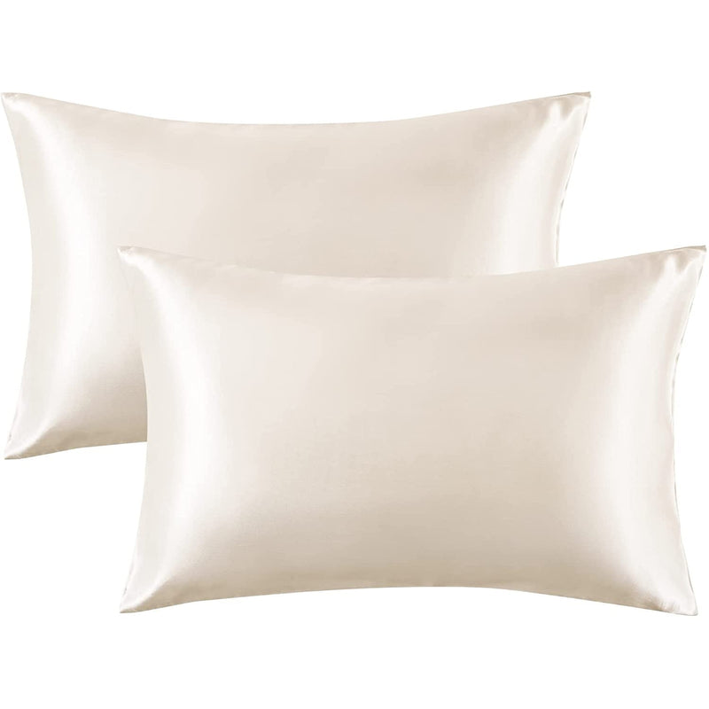 2-Pack: Satin Pillowcases with Envelope Closure Bedding Beige 20x26 - DailySale