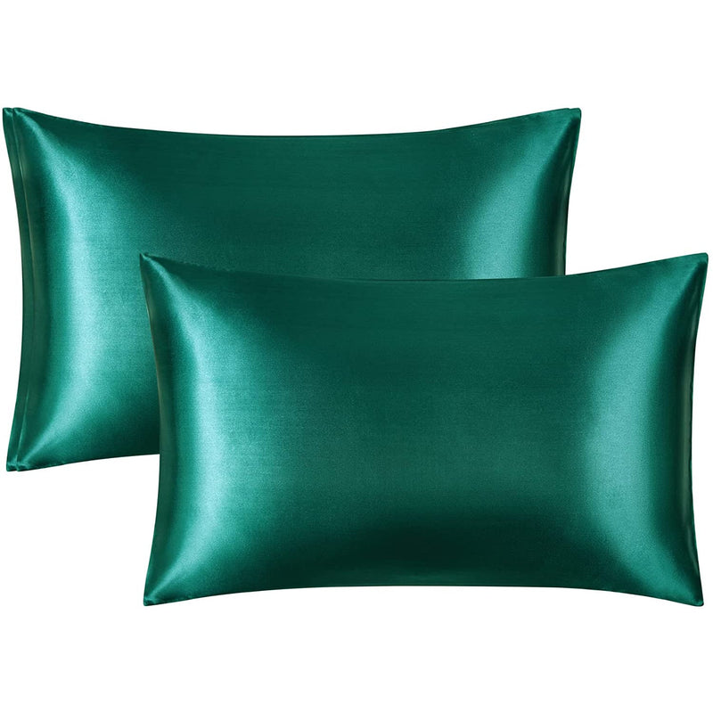 2-Pack: Satin Pillowcases with Envelope Closure Bedding Dark Green 20x26 - DailySale