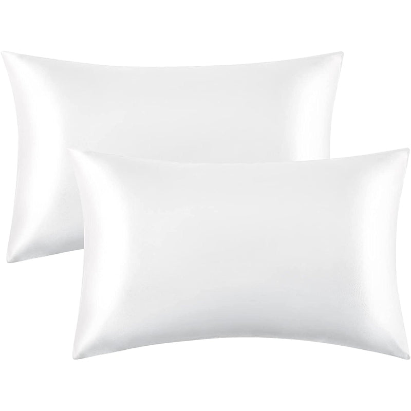2-Pack: Satin Pillowcases with Envelope Closure Bedding White 20x26 - DailySale