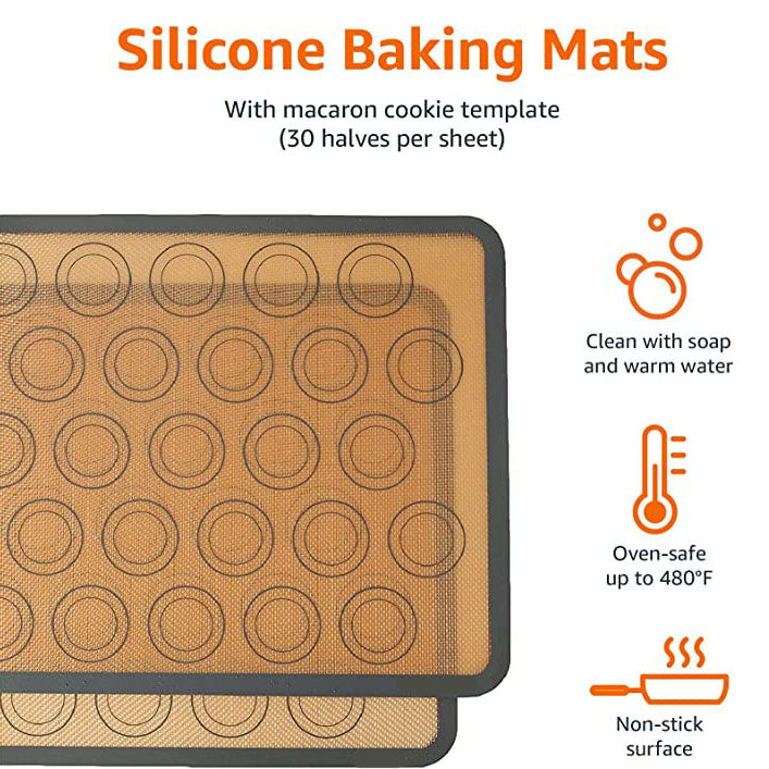 SUPER KITCHEN Silicone Baking Mat Macaron - Set of 3 Non-Stick for