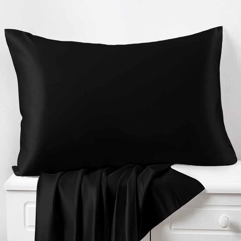 2-Pack: Silky Soft Hair Care and Anti-Acne Facial Satin Pillowcases Bedding Black Queen - DailySale