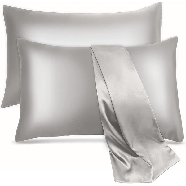2-Pack: Soft Cooling Satin Pillowcases Bedding Silver Standard - DailySale