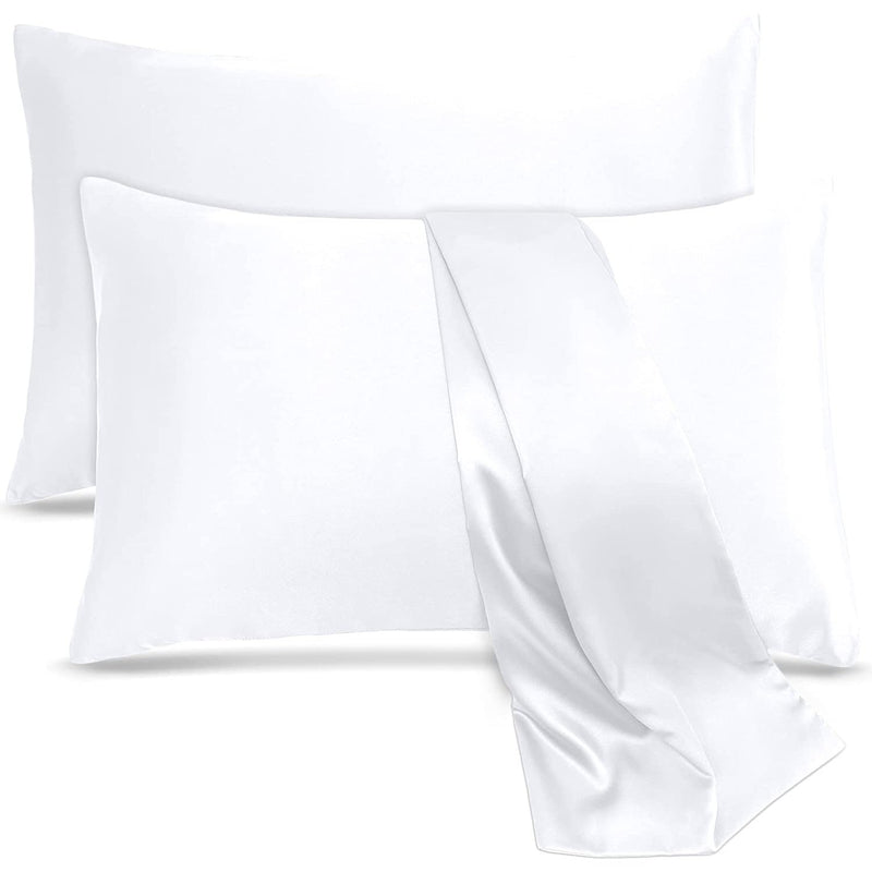 2-Pack: Soft Cooling Satin Pillowcases Bedding White Standard - DailySale