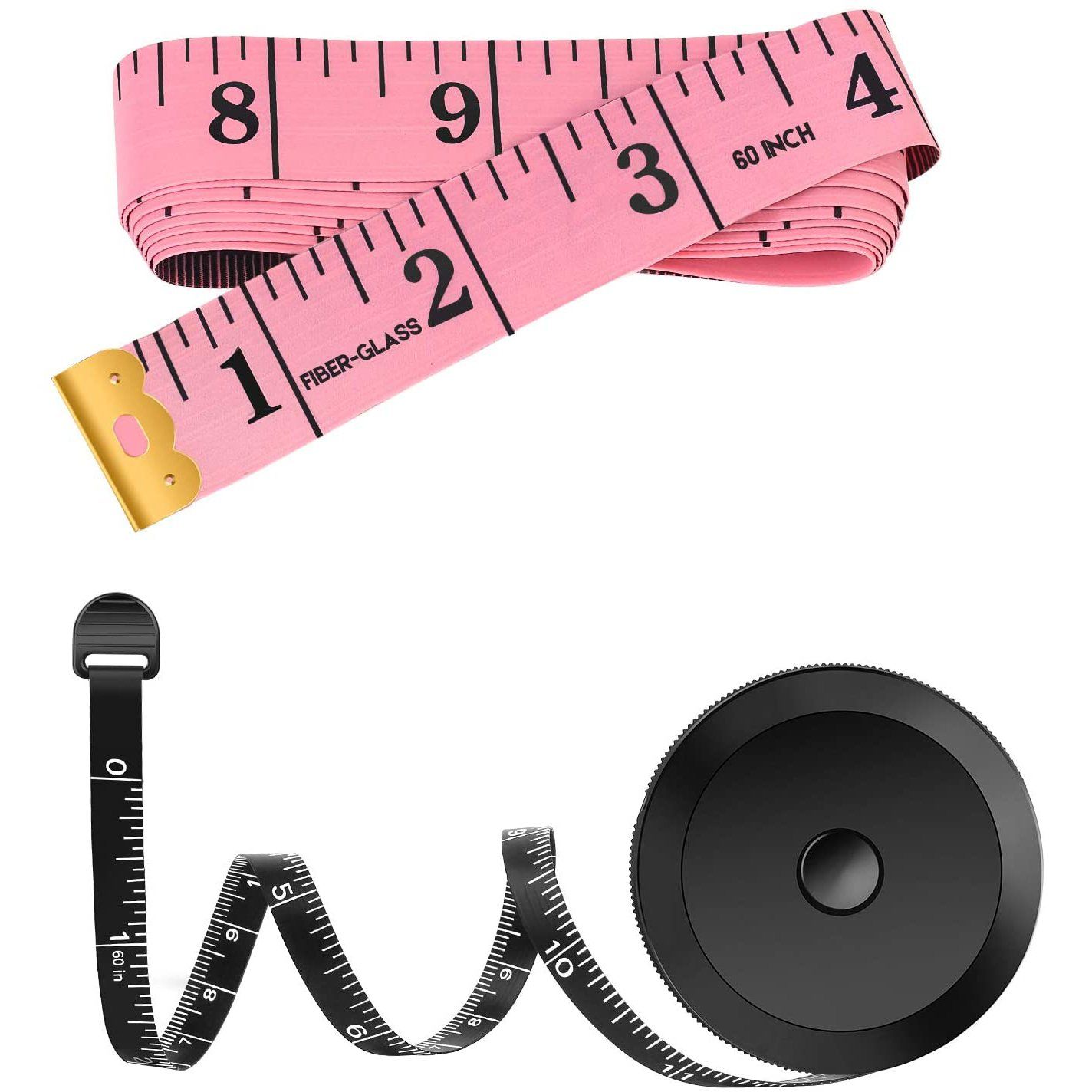 2 Pack Soft Automatic Retractable Tape Measure.60inch/150cm Body