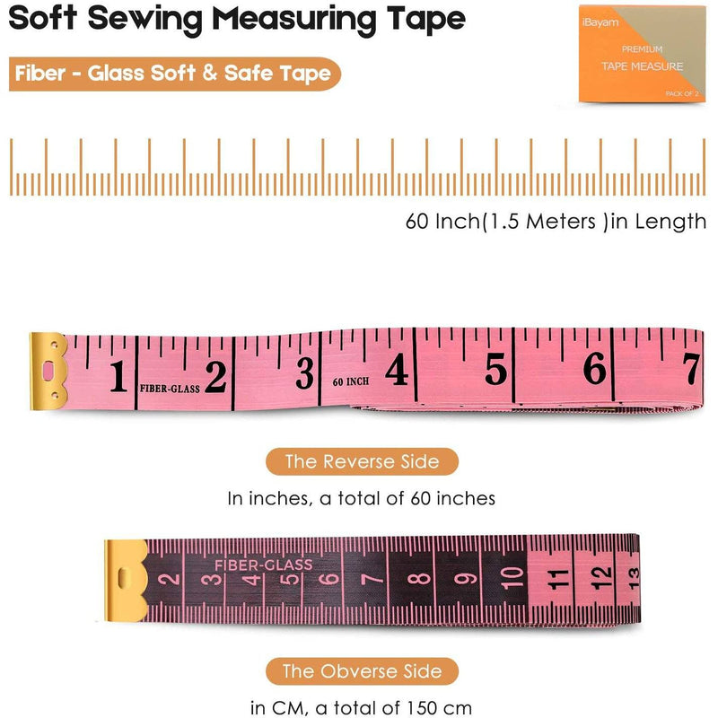 2-Pack: Soft Fashion Pink and Retractable Black Measuring Tape Set Home Improvement - DailySale
