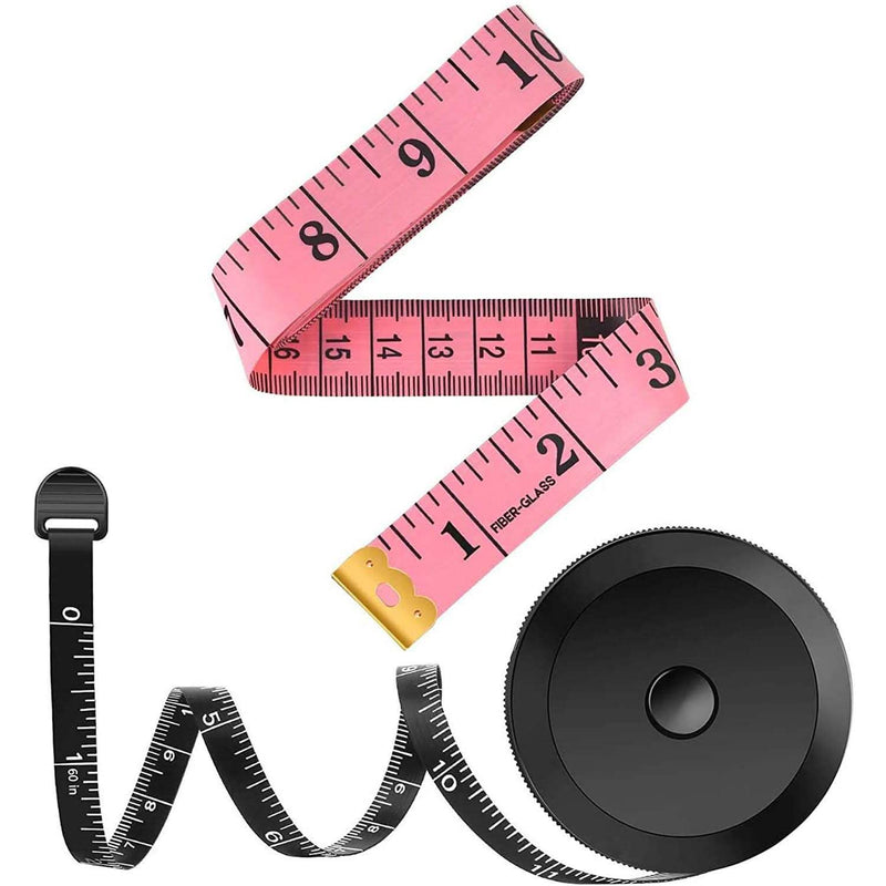 2-Pack: Soft Fashion Pink and Retractable Black Measuring Tape Set Home Improvement - DailySale
